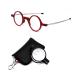 2 Pack Portable Folding Round Frame Reading Glasses for Men Women Anti Blue Light Reader with Keychain Bag Compact(Grandeur:1.5x)