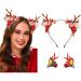 IYOU Christmas Headbands Set Reindeer Antlers Red Hair Band Flower Hair Clips Party Xmas Hair Accessories for Halloween Cosplay