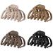 Sunolga Large Octopus Claw Clips for Thick Long Hair  3.5'' Big Hair Clips for Women  Strong Hold Hair Claw Clips  Matte Non-slip Jaw Hair Clips Beige/Black/Light Coffee/Dark Brown