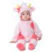 Doladola Baby's Hooded Onesies Cartoon Animal Romper Baby Loungewear Newborn Outfits Jumpsuit 24-30 Months Pink Cow