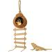 Aobuviou Gecko Coconut Husk Hut Coconut Bird Nest Reptile Coconut Hide with Ladder Natural Reptile Hideouts Bird Coconut Shell Coconut Hide for Reptiles Bird Small Animal