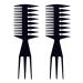 JdXun 2 pieces wide comb double one -sidedly wide coarse tooth comb antistatical retro wide tooth comb hair comb styling hair feasts for curly wet long hair (black) 2*black