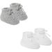 2 Pairs Grey & White Knitted Booties for Newborns | Soft & Cozy Baby Booties - Buy Online on GoSupps.com