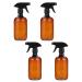 Uonlytech 4pcs Amber Plastic Spray Bottles 500ml Refillable Empty Spray with Black Trigger Sprayers for Essential Oils Cleaning Solutions