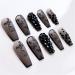 False Nails Long Square Full Cover Glue Included Black Butterfly with Diamond Matte Press on Nails 24 Pieces Nail Art Tip with Box for Nail Salons and Women DIY Nail Art - Buy Online on GoSupps.com