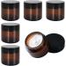 Thapncow 6 Pieces Empty Brown Glass Jars 30ml/50ml/60ml Empty Refillable Ointment Containers for Women Girls Cosmetics Creams Lotions Essential Oil Powder