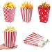 Ouoqi popcorn bags 36 pieces popcorn box candy bar bags snack box cardboard party paper bags stripes dab wave -shaped pattern for party birthday wedding gift (red)