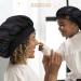 Satin Silk Hair Bonnet for Women - Adjustable Sleep Cap for Curly Hair | XS-XL Black - Buy Online on GoSupps.com