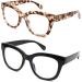 Areyeth 2 Pack Reading Glasses for Women & Men - Blue Light Filter Oversized Round Fashion Glasses in Black & Gray Tortoise - Perfect 2.0x Strength - Buy Online on GoSupps.com