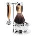 M HLE shaving set with bowl - Vivo series - Black Fibre - safety razor - precious resin horn brown