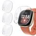 [3 Pack] Tensea Compatible with Fitbit Versa 3 / Sense Screen Protector Case, Soft TPU Bumper Full Around Fit bit Versa3 Sense Cover Protective Accessories (Clear/Clear/Clear, 3) Clear/Clear/Clear 3