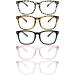 5 Pack Blue Light Blocking Reading Glasses Fashion Square Computer Readers for Women Men Anti UV Ray Nerd Eyeglasses (5 Mix 0.75) 5 Mix 0.75 x