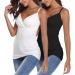 Joweechy Nursing Tank Top - V Neckline Breastfeeding Tops for Pregnancy - Maternity Clothes in M Black/White (2pcs) - Buy Online on GoSupps.com