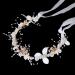 Flower Girl Headpiece Princess Hair Accessory Wedding Flower Crown for Kids Flower Girl Headband Pearl and Flower Girls Bridal Wedding Communion Hair Band Women Headbands(Gold)