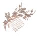 Ipetboom 1 Pc Hair Side Combs Flower Crystal Bride Wedding Hair Comb Hair Accessories Gold Rhinestone Hair Comb Clips with Teeth Combs for Wedding (Golden)