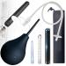 Black Silicone Enema Ball Set 7.9 oz Men's and Women's Cleaning Enema with 23.6 Inch Extended Hose + 4 Replacement Nozzles ABS Shower Enema Nozzles Portable Cleaning Fits Most Shower Systems