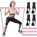 Pilates Bar Kit with Adjustable Resistance Bands, 3-Section Pilates Stick Bar for Women and Men, Portable Full Body Workout Bar at Home, Gym, Office, Travel Pink