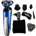 Electric Shavers for Men Mens Electric Razor Dry Wet Waterproof Man Rotary Facial Shaver Portable Face Shaver Cordless Travel USB Rechargeable Led Display for Dad Husband Shaving (Blue)
