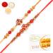 Ghasitaram Gifts Rakhi for Brother Rakhis Online - Set of 2 5504 6037 Om Rakhi Threads with 200 GMS of Besan Barfi