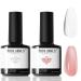 Modelones Gel Nail Polish Set 2Pcs 15ML Milky White and Jelly Pink Gel Polish Jelly Gel Nail Polish Soak Off LED Translucent Nail Gel Polish Art Starter Manicure Salon Milky White Jelly Pink