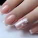 VOTACOS Press on Nails Short Square Fake Nails Nude False Nails with Flower Design Glossy Stick on Nails for Women 647 G4 Flower