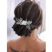 Unsutuo Flower Bride Wedding Hair Comb Silver Crystal Bridal Hair Accessories Pearl Hair Piece for Women and Girls