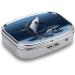 Whale Family Print Pill Box - 2 Compartment Decorative Metal Organizer for Travel & Pocket - Buy Online on GoSupps.com