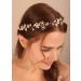 Deniferymakeup Gold Bridal Hair Vine Crystal and Rhinestones Headband Pearl Hair Vine Pearl Wedding Hair Accessory for Women and Girls