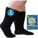 2 Pairs Wide Diabetic Socks for Men Women Plus Size Lymphedema Socks Socks for Swollen Feet and Ankles Edema Socks Loose Fit Socks Non-Binding Socks Bariatric Socks Hospital Cast Socks-All Black One Size 2 Pairs Black