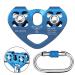 Youngneer Climbing Zip Line Pulley 30KN Double Tandem Speed Dual Trolley with 25kN Carabiner for 1/4 5/16 3/8 1/2 Cable for Zipline Climbing Rescue Pulley