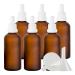 Zeoabsy 6 pieces 100 ml frosted brown las pipette bottle with white originality lock pipette ring empty clear glass bottle glass pipette drip bottle for essential oils aromatherapy 100ml brown