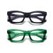 Hubeye 2 Pack Oprah Style Reading Glasses for Women Men Blue Light Blocking Computer Square Readers with Spring Hinge and Glasses pouch 1.50 Black/Green 1.5 Diopters