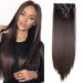 26" Long Straight Clip in Hair Extensions Full Head 8Pcs 18Clips Ombre Colorful Synthetic Hair Clip in Hairpiece Dark Brown Dark Brown 26 inch