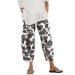 Summer Capris for Women Dressy, Women Elastic Waist Vintage Graphic Pant Tapered Trousers with Pockets Za1-a-grey XX-Large