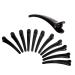 iwobi 12 Pcs Women Plastic Crocodile Hair Clips Hairdresser Sectioning clips Combi-clip Card (Black)