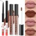 2 Colors Liquid Matte Lipstick and Lipliner Set  Brown Nude Lip Tint 24 Hour Waterproof Velvet Nonstick Cup Lipgloss Lip Stain Pigmented Lip Makeup Gift Sets for Girls and Women Labiales25&27 0.35 Fl Oz (Pack of 1) set06