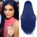Women dark blue lace front wig atayou long straight blue synthetic small lace wig for cosplay halloween carnival with a small piece of tip 5x2 inches (382) blue 382
