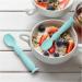 Vicloon Baby Fork and Spoon Set - Silicone Self Feeding Utensil for Infant Toddler - Easy Grip Toddler Cutlery Kit - Blue - Buy Online on GoSupps.com