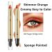 Go Ho Orange Highlighter Eyeshadow Stick - Cream-to-Powder Pen for Bright Eyes | Shimmer Orange Hue | Easy Application with Sponge | 01 Shimmer Orange & 02 Highlighter - Buy Online on GoSupps.com