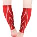 Gemx Calf Compression Sleeve Men & Women (1 Pair) Footless Calf Sleeves for Shin Splints Support Breathable Neoprene Fabric Shin Sleeves for Calf Support Ideal For Running Cycling & Hiking M (Calf Wave) Red