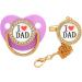 Personalized Cherry Shape Silicone Pacifier Set - Multi-Colored Premature Baby Gift with 'I Love Dad' Nipple Holder - Buy Online on GoSupps.com