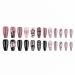 Long Coffin Press On Nails - Black Pink Star Love Pearl Design | 24pcs Full Cover Gel Nail Kit for Women - Buy Online on GoSupps.com