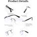 Shop Luff Rimless Reading Glasses for Men & Women - Ultra-Light Anti-Blue Light Frameless Readers (2.5x Black) - Comfortable Classic Design - Buy Online on GoSupps.com