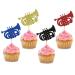 BoningNEW 24 PCS Glitter Silhouette Musical Instrument Cupcake Toppers Wind Instrument Picks for Concert Music Theme Party Wedding Birthday Party Cake Decorations Supplies(Gold Black Red Blue)