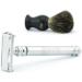 Men's Silver Butterfly Safety Razor & Black Badger Hair Brush - Stainless Steel No Blades Included | International Shipping - Buy Online on GoSupps.com