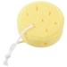 lehua Yellow Round Bath Body Shower Soft Sponge w Hanging Loop