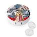 Japanese Art Geisha Girl Round Case For Contact Lens Kit Storage Box with Mirror Printed