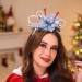 IYOU Light Up Christmas Headband Led Blue Flower Xmas Hair Hoop Candy Cane Festival Costume Hair Accessories for Women and Girls - Buy Online on GoSupps.com