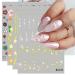 JMEOWIO 9 Sheets Spring Flower Nail Art Stickers Decals Self-Adhesive Colorful Summer White Floral Nail Supplies Nail Art Design Decoration Accessories