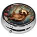 Roses and Sloths Portable Metal Pill Box - Round Mini 3-Compartment Design for Small Pills | Must-Have Travel Accessory - Buy Online on GoSupps.com
